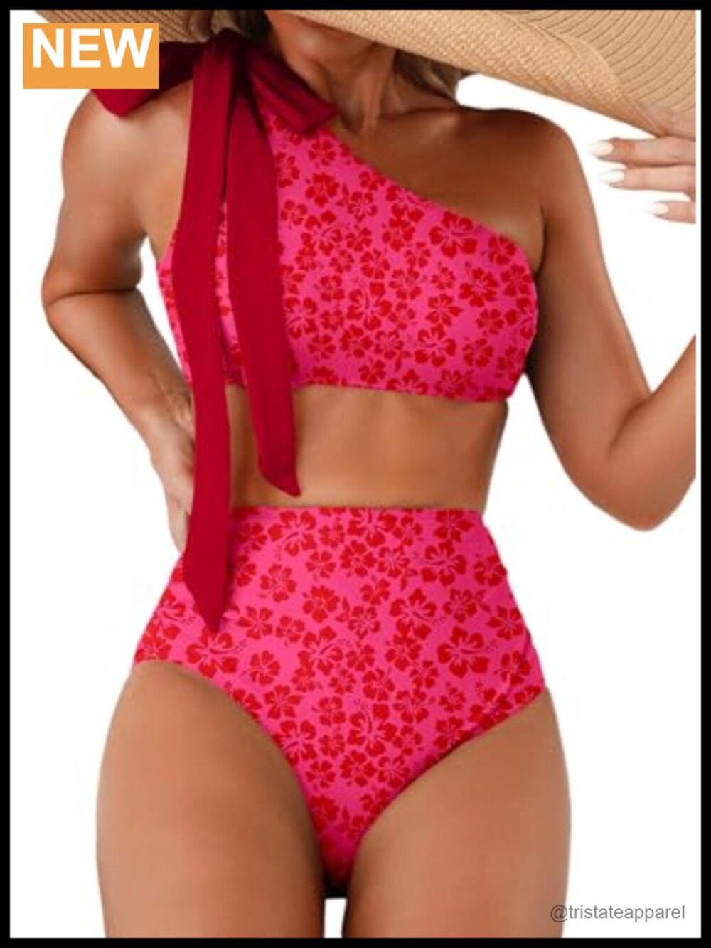 One Shoulder Bikini Set Ruched High Waisted Two Piece Swimsuit